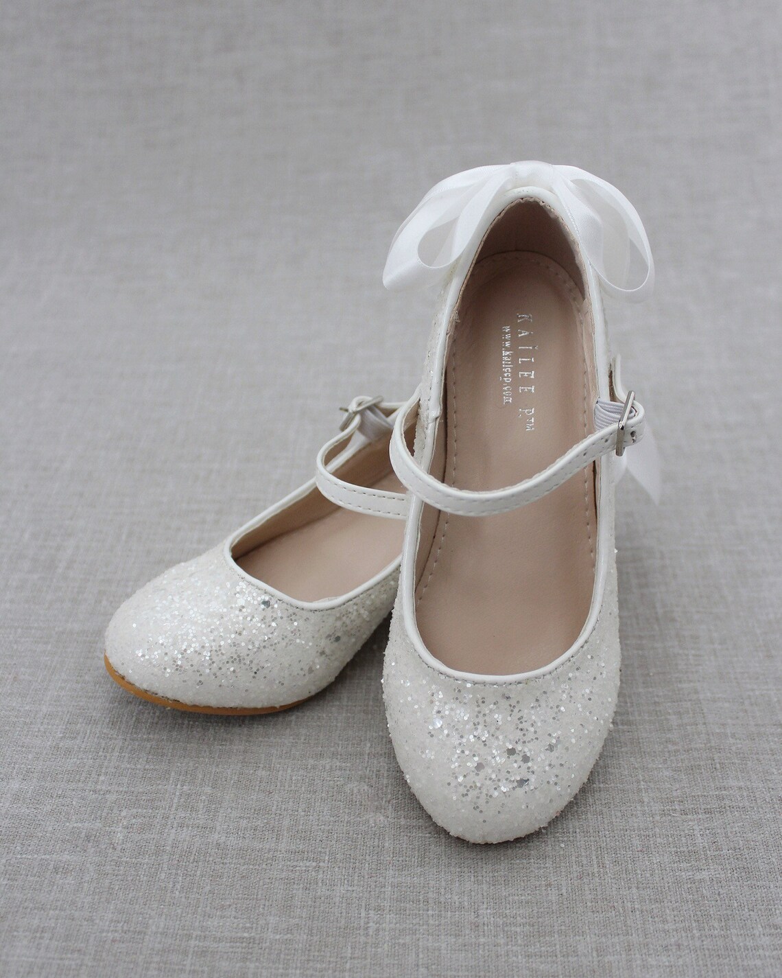 Girls Heel Glitter Shoes White Rock Glitter mary-jane heels | Etsy