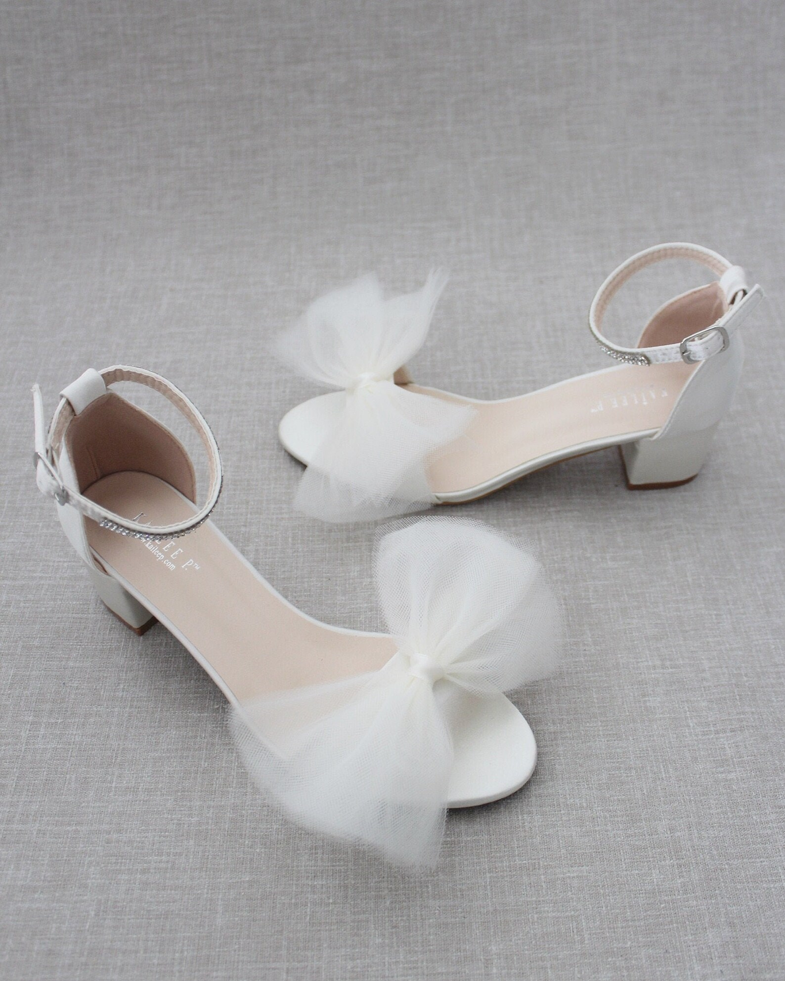 ivory satin block heel