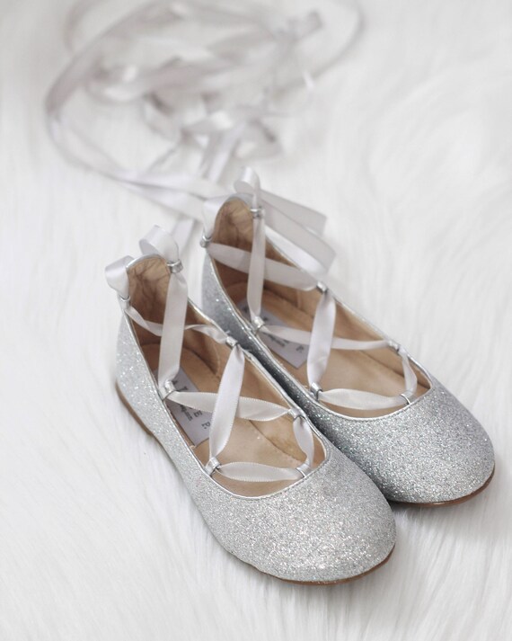 silver flower girl shoes