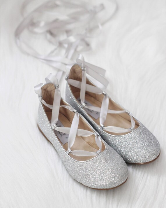 silver lace up flats