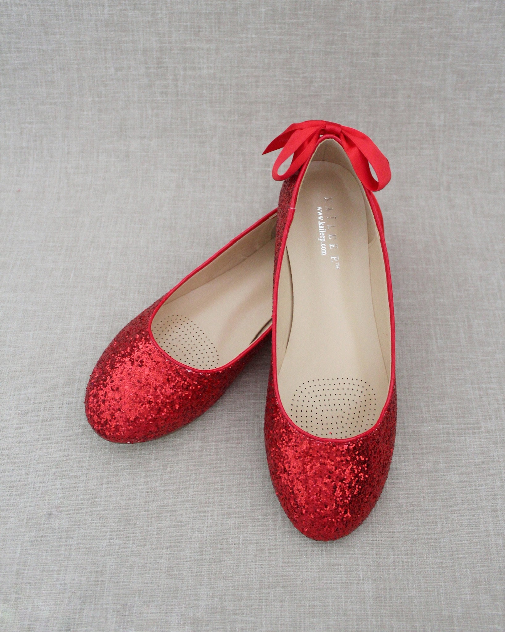 Red glitter flat shoes clearance
