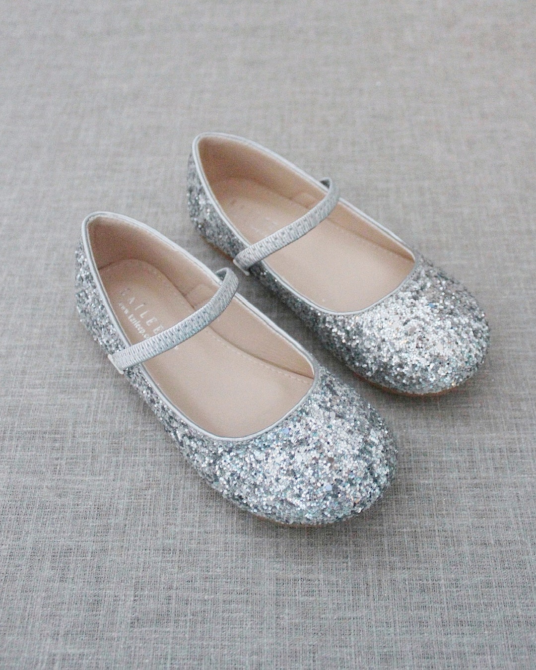 1080px x 1350px - Silver Rock Glitter Mary Jane Flats Infant Girl Shoes - Etsy