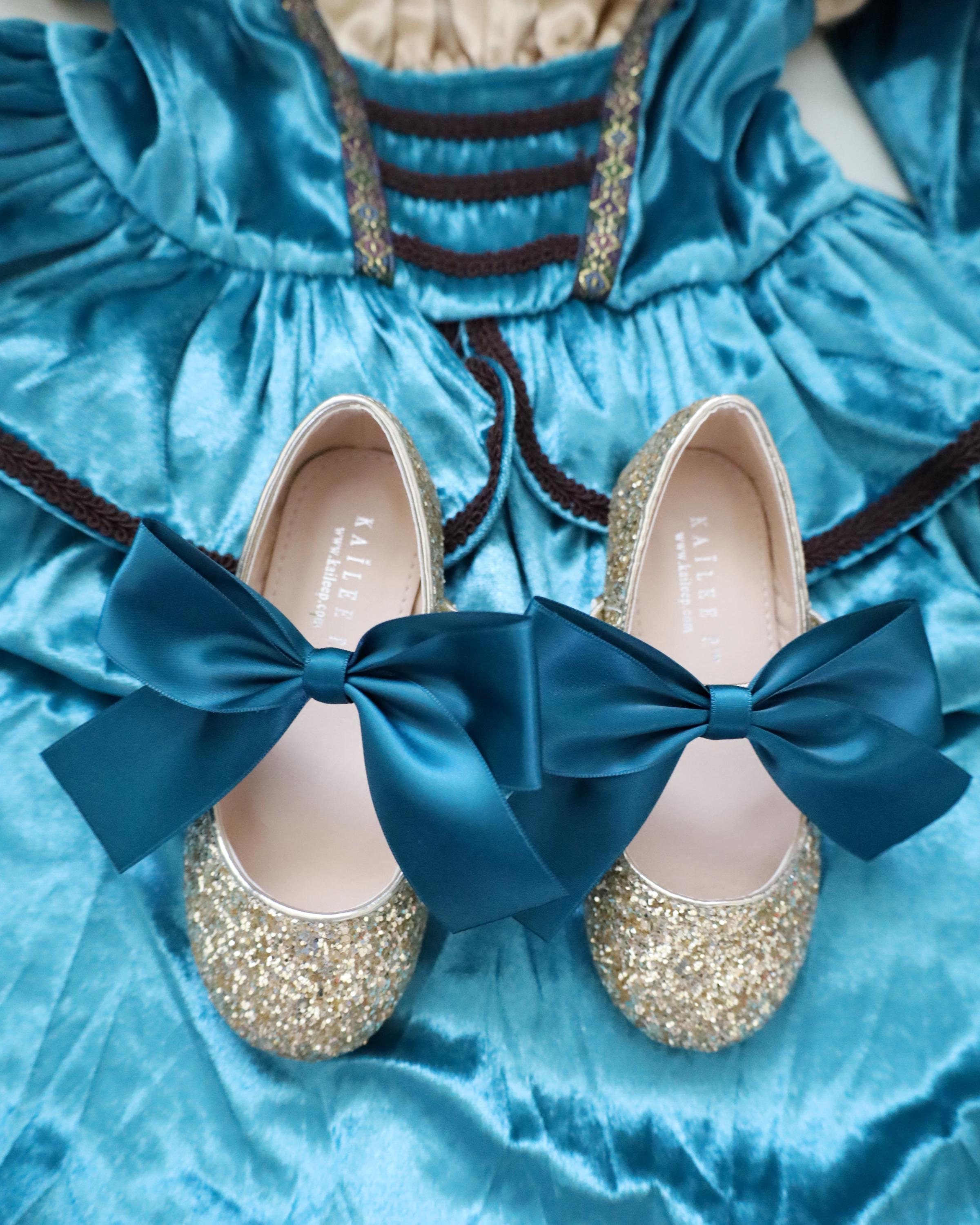 Gold Rock Glitter Mary Jane With Dark Teal Satin Bow, Flower Girl Shoes,  Halloween Shoes, Party Shoes, Girl Costume Shoes - Etsy New Zealand