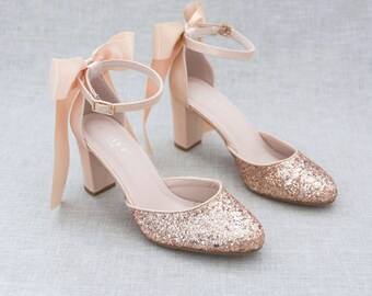 rose gold open toe heels