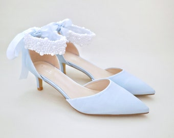 Light blue wedding shoes low heel sales