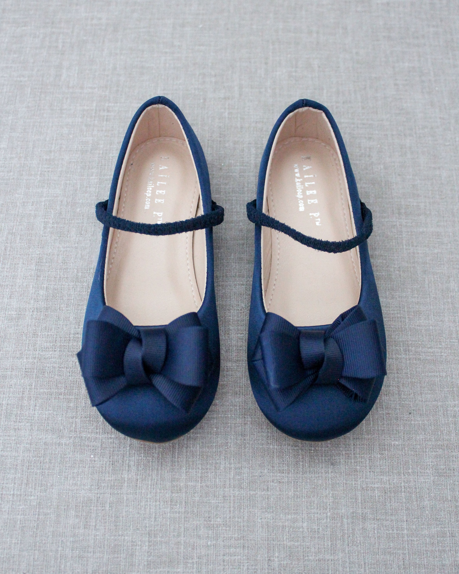 Navy Satin Mary Jane With GROSGRAIN BOW for Fall Flower Girl Shoes ...