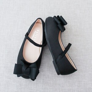 Black Satin Mary Jane With GROSGRAIN BOW for Fall Flower Girl Shoes ...