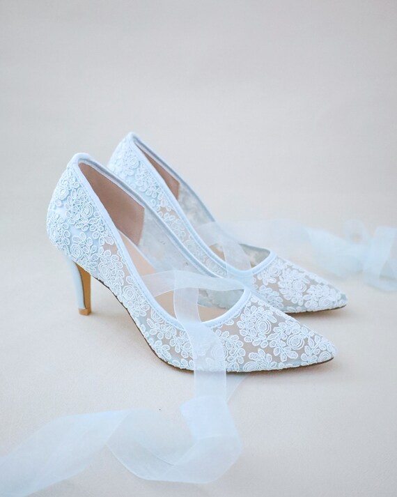 Blue hotsell lace pumps