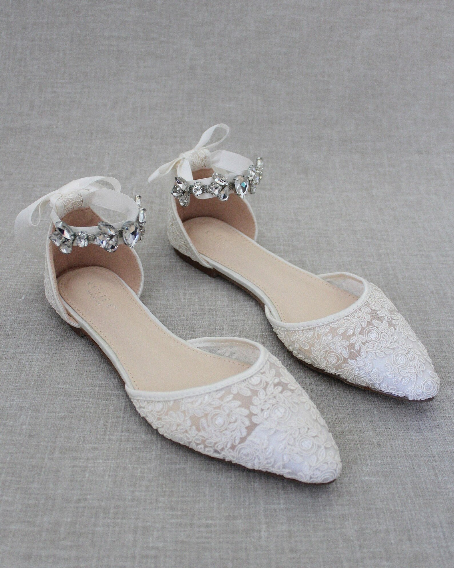 ivory crochet flats