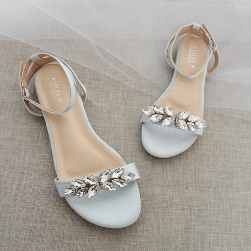 light blue flat sandals