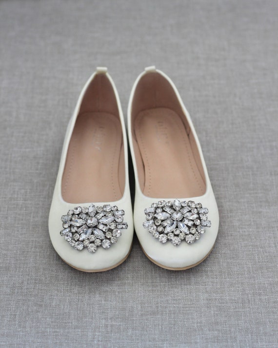 ivory satin flats
