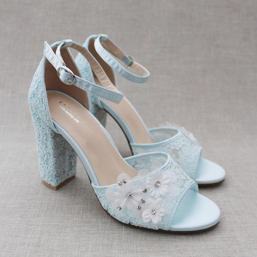 light blue thick heels