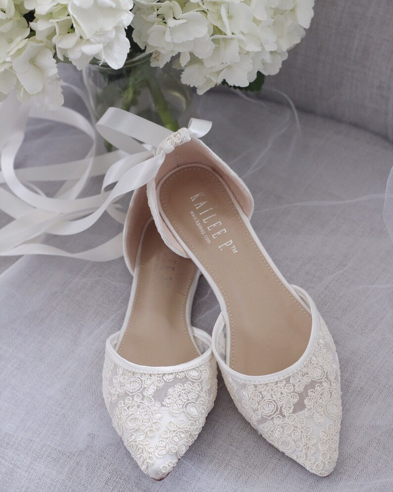 ivory crochet flats