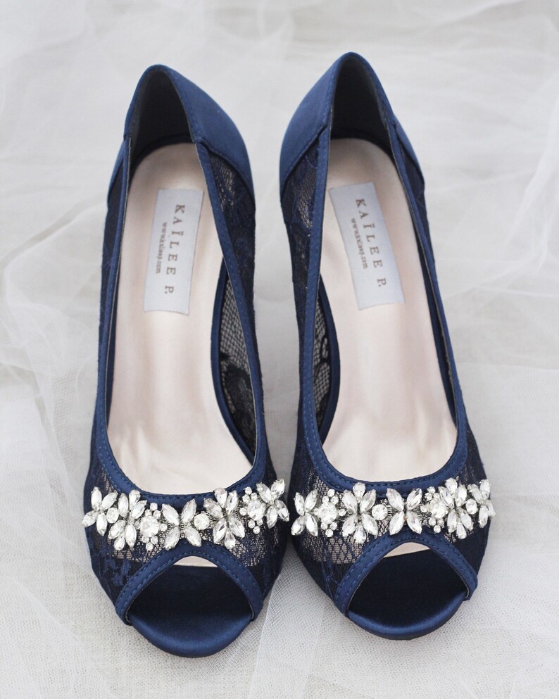 peep toe heels navy
