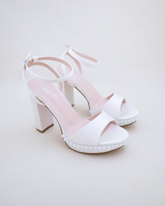 Ivory platform block heels hotsell