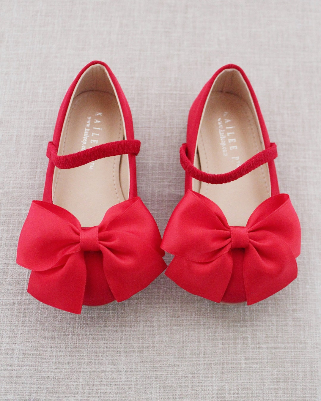 Red Satin Mary Jane With FRONT SATIN BOW for Fall Flower Girls Shoes ...