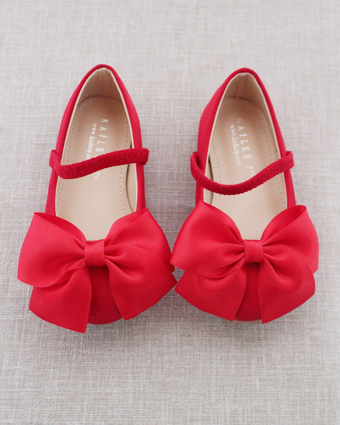 Red Satin Mary Jane With FRONT SATIN BOW for Fall Flower Girls Shoes ...