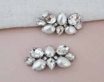 Aria Teardrop Shoe Clips, Wedding Accessories, Bridesmaids Gift, Rhinestones Shoe Clips, Bridal Accessories, Pearl Shoe Clips