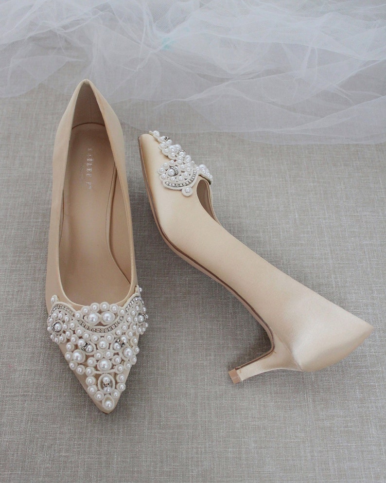 champagne kitten heels