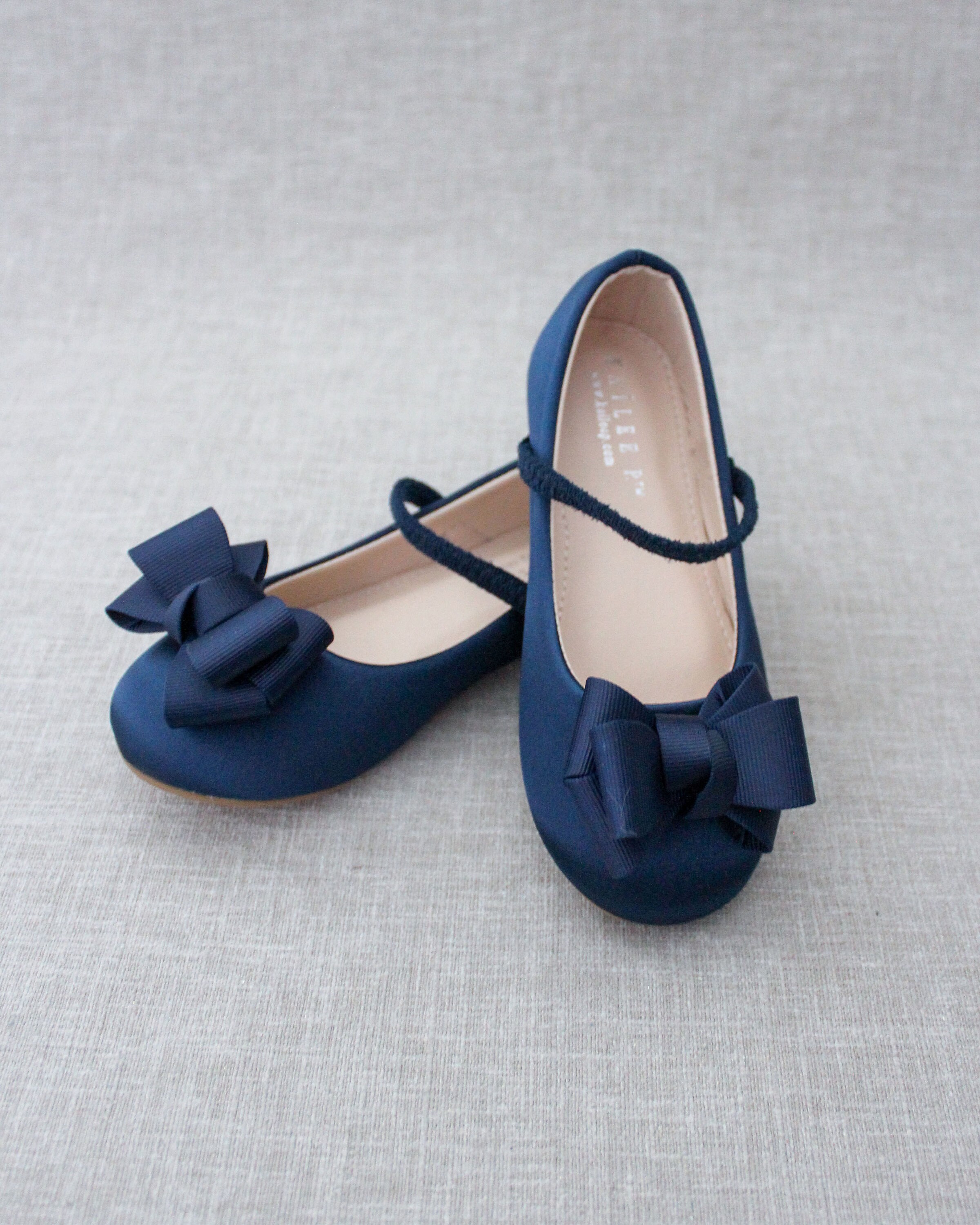Navy Satin Mary Jane With GROSGRAIN BOW for Fall Flower Girl Shoes ...