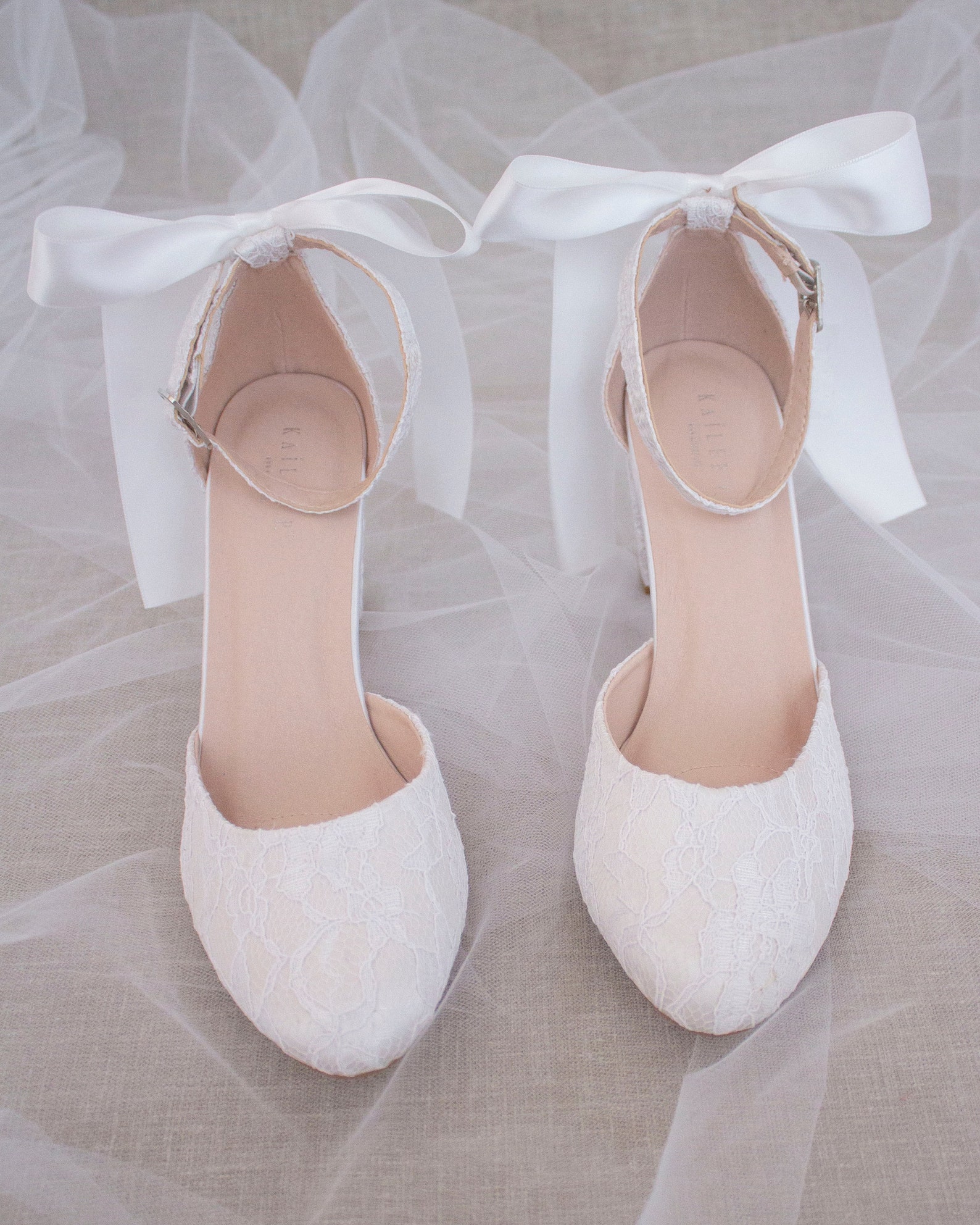 white block heels with bow