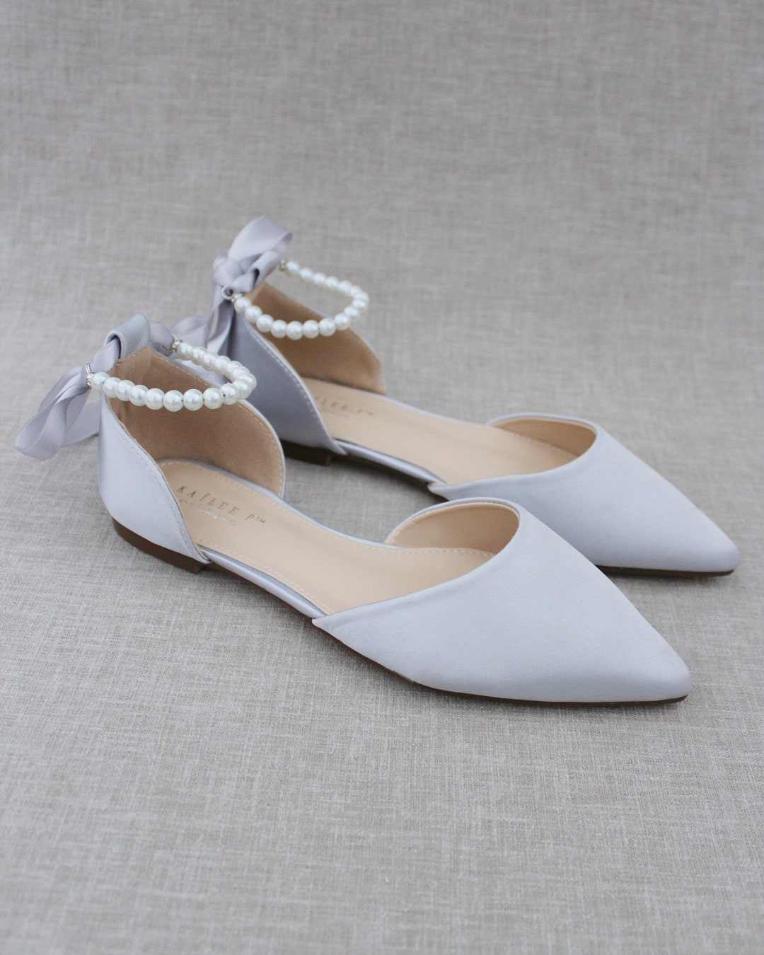 Silver Ribbon Pointy Toe Flat main image 1