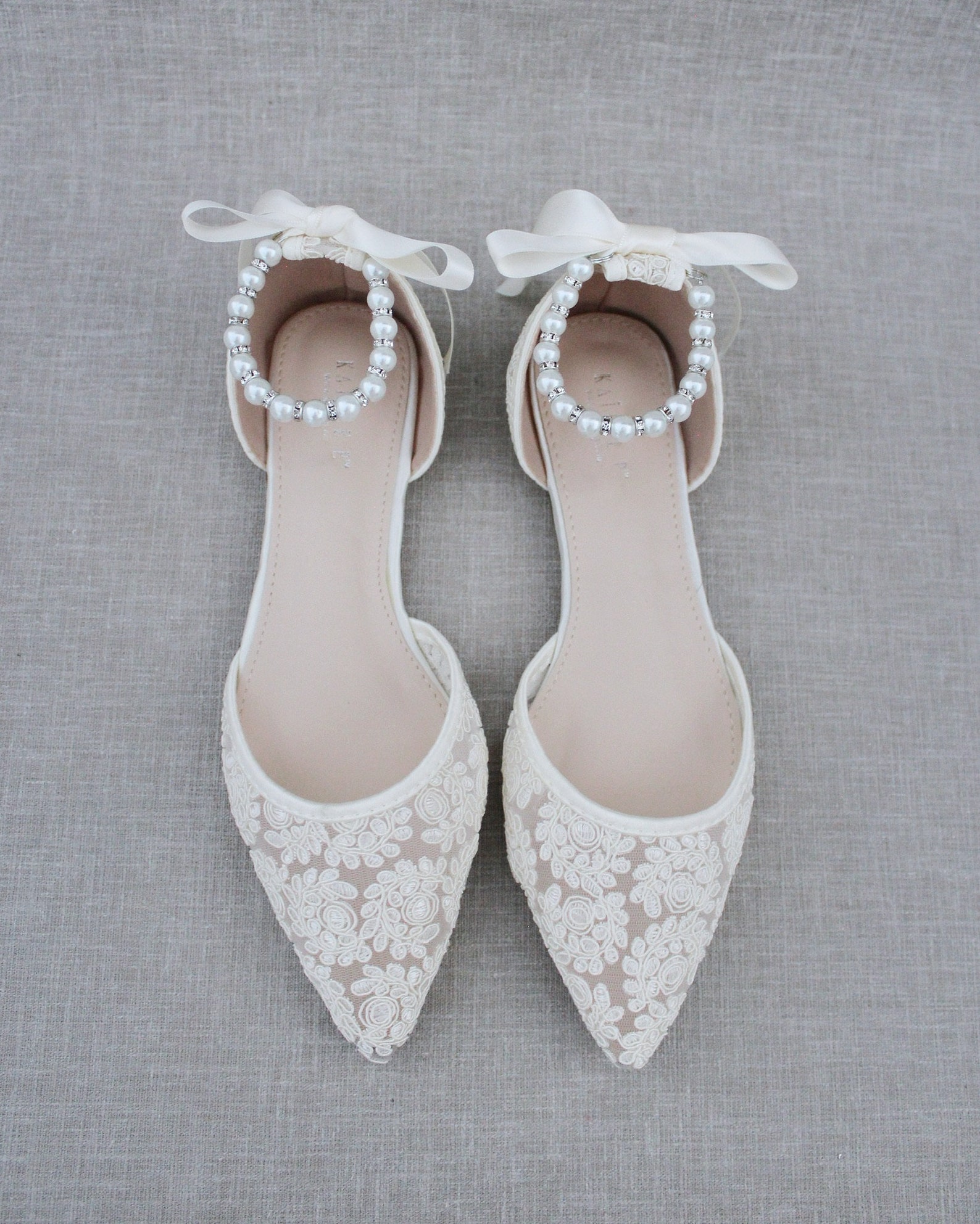 Ivory Crochet Lace Pointy Toe Flats Women Wedding Shoes - Etsy