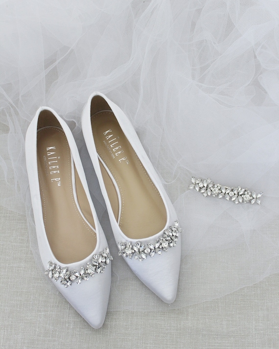 White sparkly best sale flats for wedding