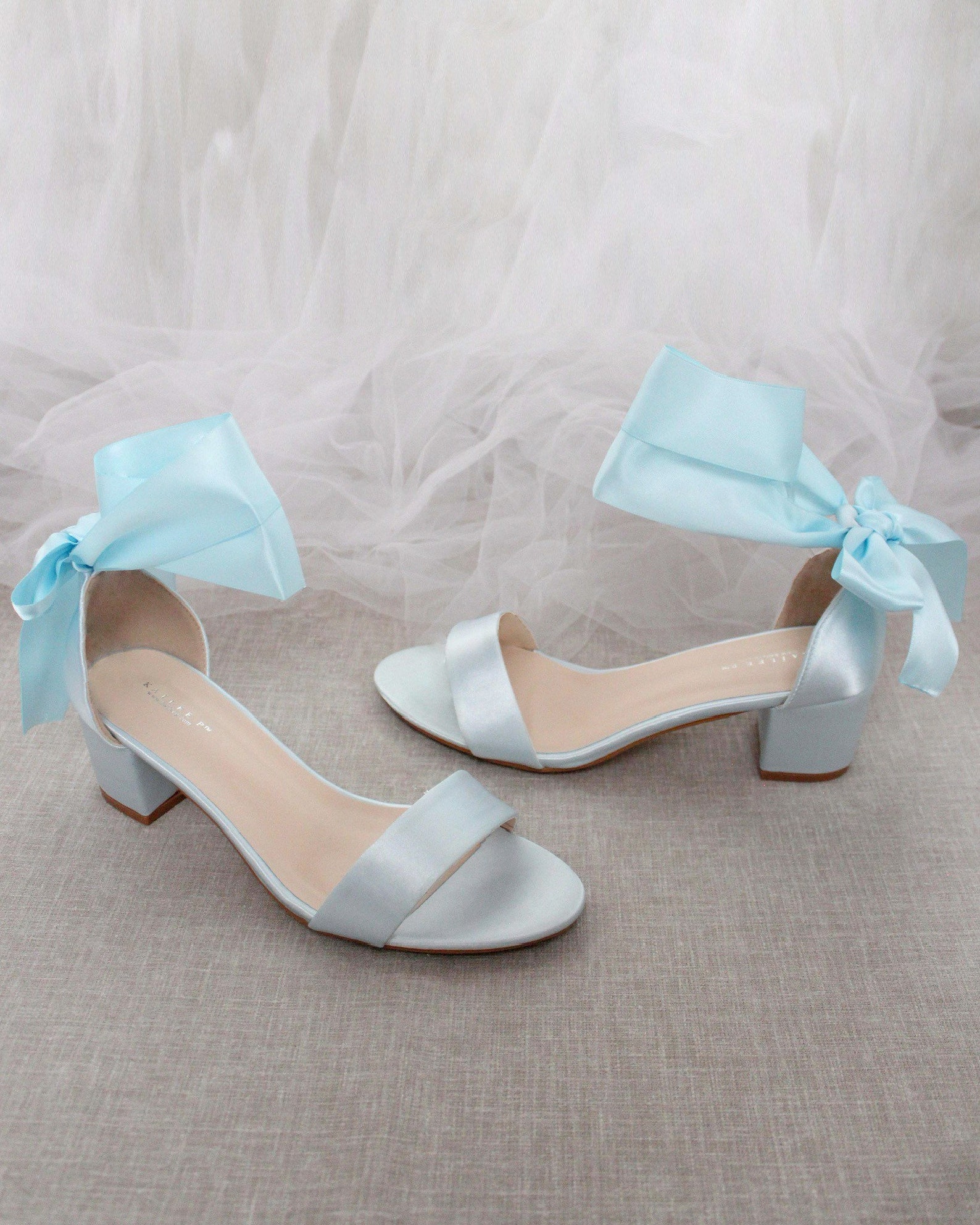 satin light blue shoe