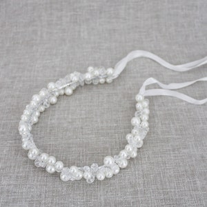Pearl and Crystal Beaded Headpiece - Wedding Hair Accessories, Wedding Jewelry, Bridal Headpiece, Wedding Hair Vine