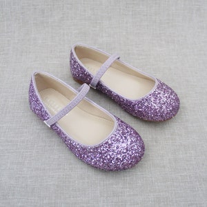 Purple Rock Glitter Maryjane Flats - For Flower Girls, Parties and Easter Shoes, Holiday Shoes