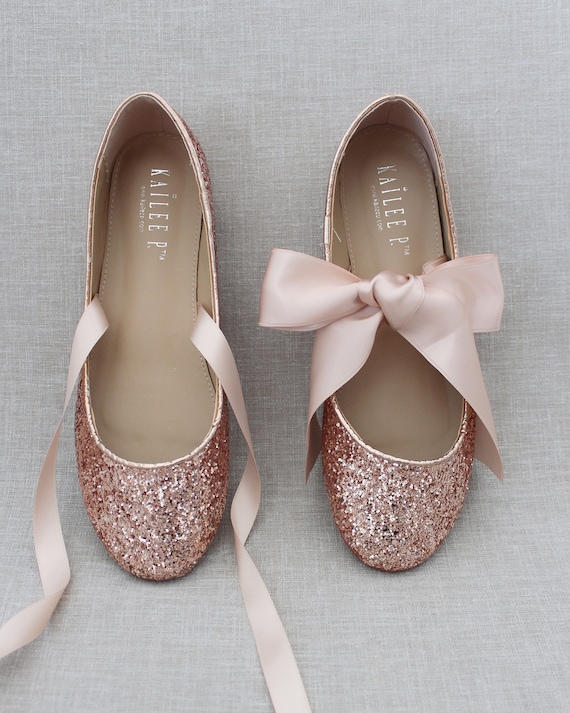 rose gold sparkle flats