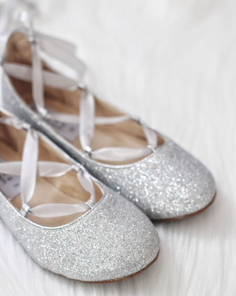 SILVER GLITTER Infant Girl Shoe and Girls Ballerina Shoes Lace - Etsy
