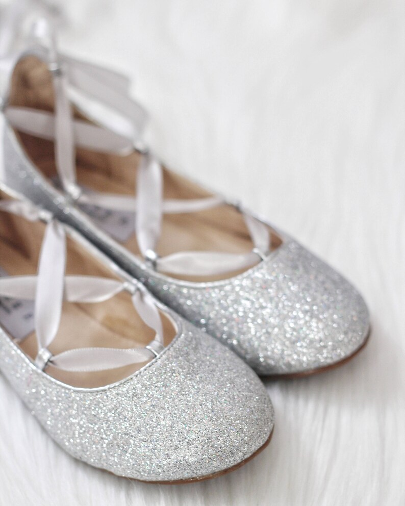SILVER GLITTER Infant Girl Shoe and Girls Ballerina Shoes Lace Etsy