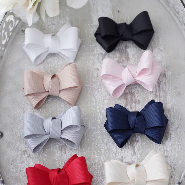 GROSGRAIN Hair Bows or Shoe Clips -  Pink Hair Clips, Navy Hair Bows, White Hair Bows, Red Hair Clips, Flower Girls Bows, Party Bows