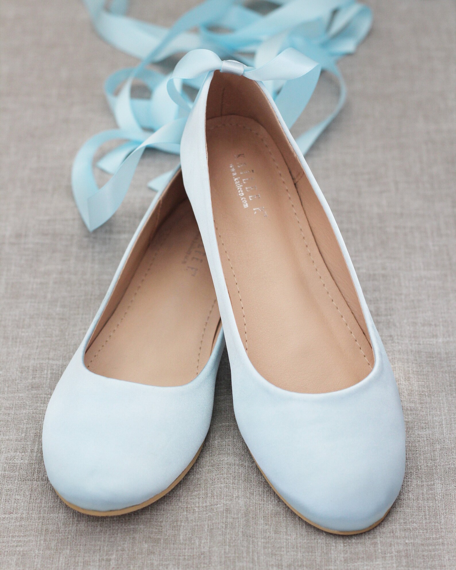 satin light blue shoe