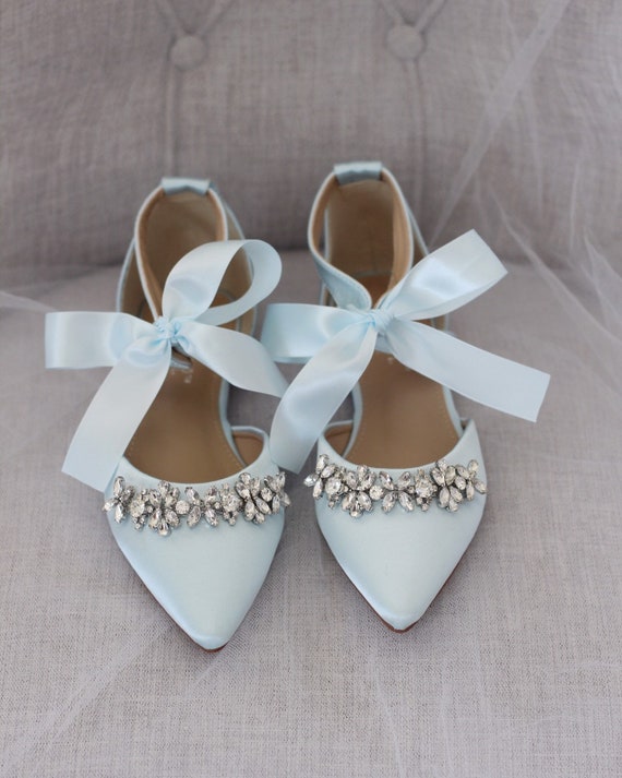 light blue satin shoes