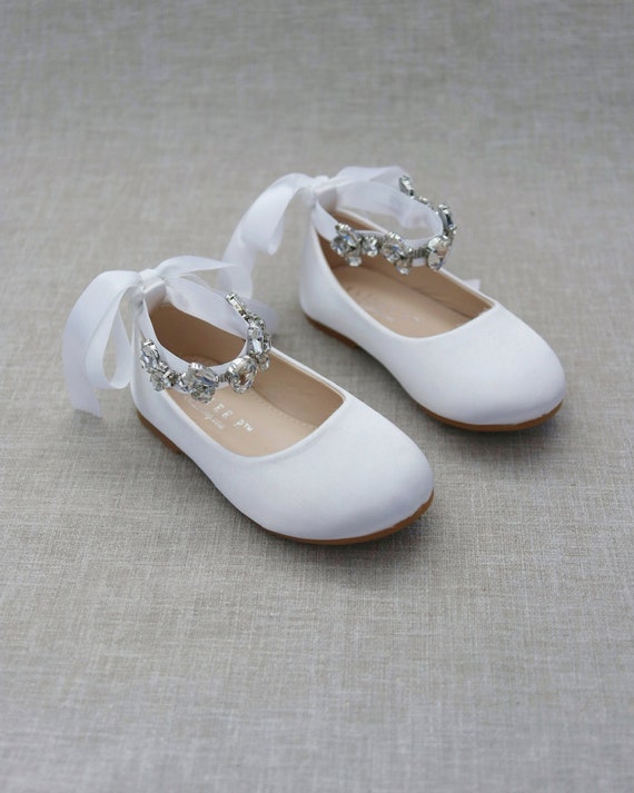 NEW GIRLS BRIDESMAID PARTY WEDDING INFANTS FANCY FLOWER SHOES PUMPS BALLERINAS 