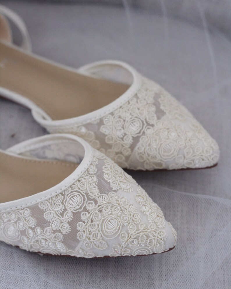 ivory crochet flats