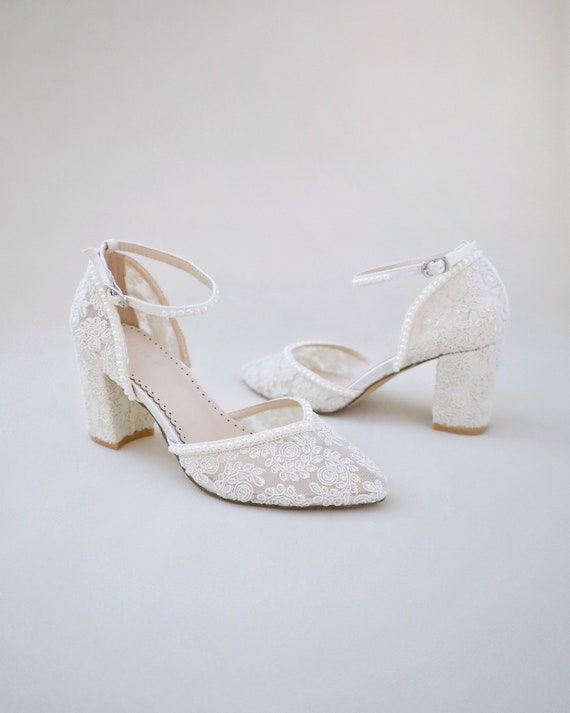 Ivory Satin Wedding Bridal Mid Block Heel Sandals, Wedding Shoes, Crystals  Embellished Shoes, Bridal Block Heels - Etsy