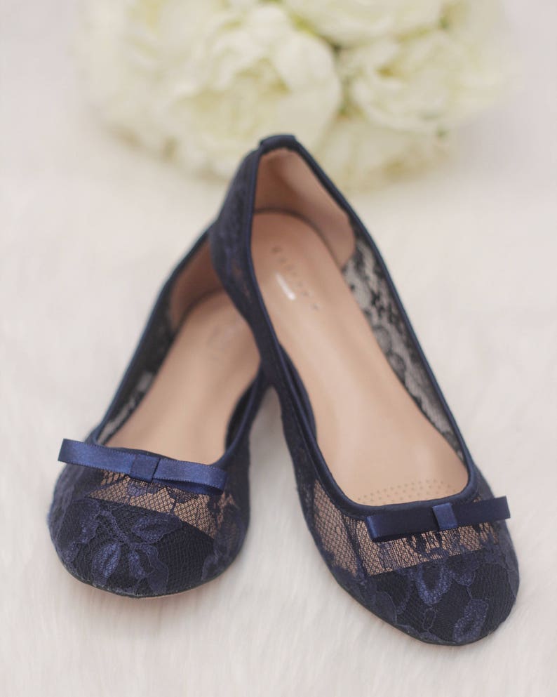 navy blue flats with bow