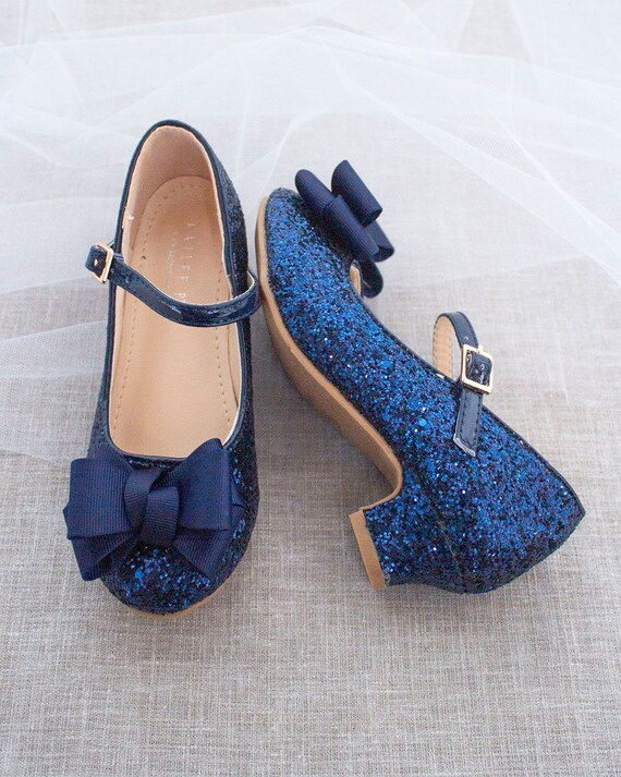 Blue Dress Shoes Royal Blue Girls Shoes Glenda Shoes Girls Glitter Mary  Jane Dress Shoes Low Heel Sequined Pumps With Bow For Wedding Parties  Princess Heels For Toddler Girls