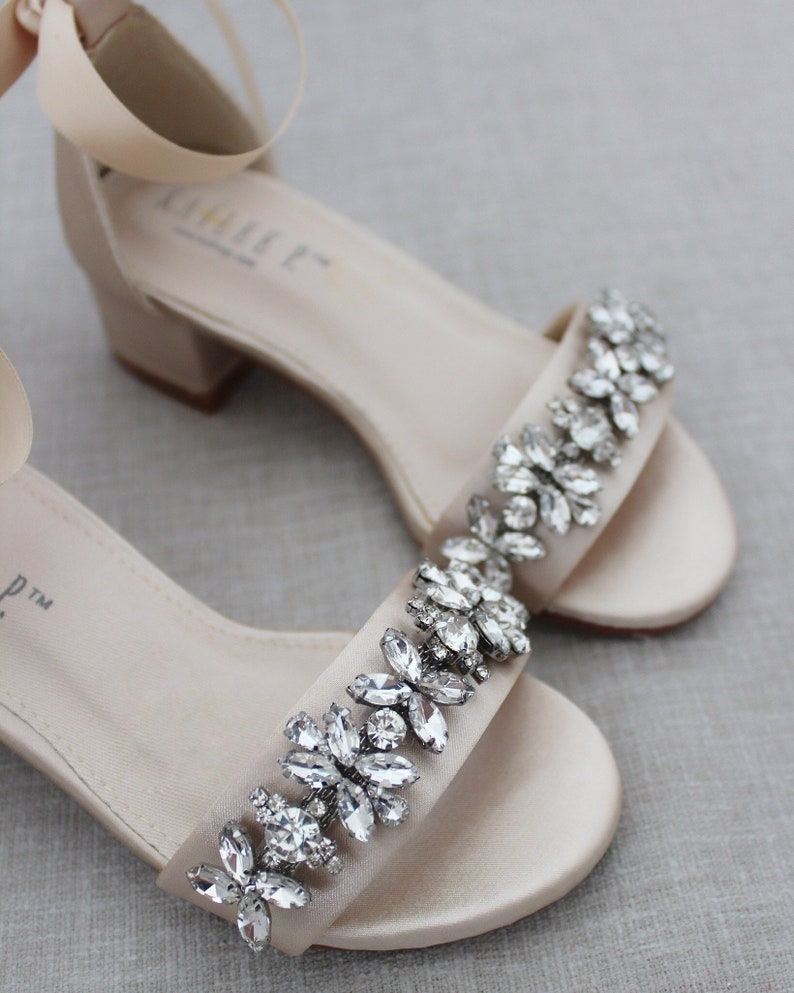 satin block heel sandals