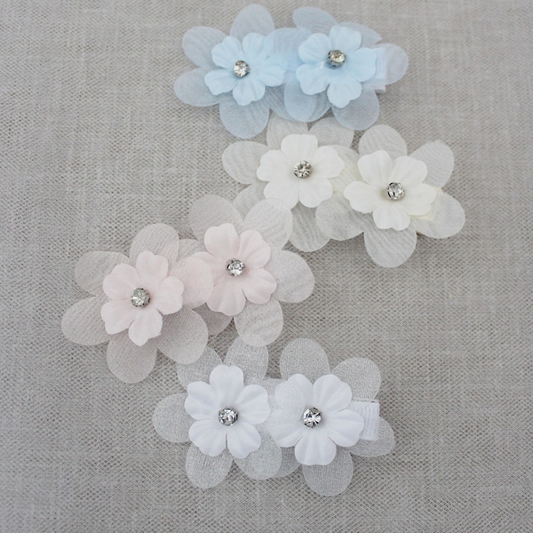 Rhinestone Flower Hair Clip -  Flower Girls Hair Accessories, Bridesmaids, Wedding Hair Accessories