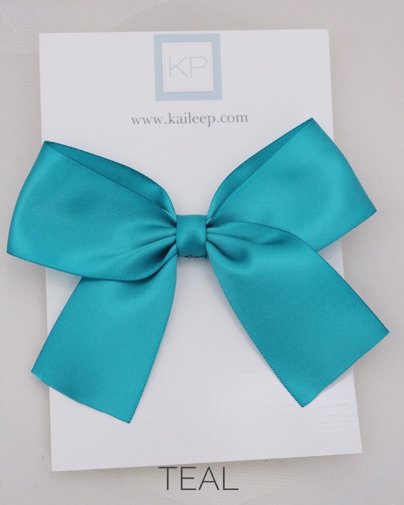 SATIN HAIR BOWS Blue Hair Clips Blue Hair Bows Turquoise Etsy