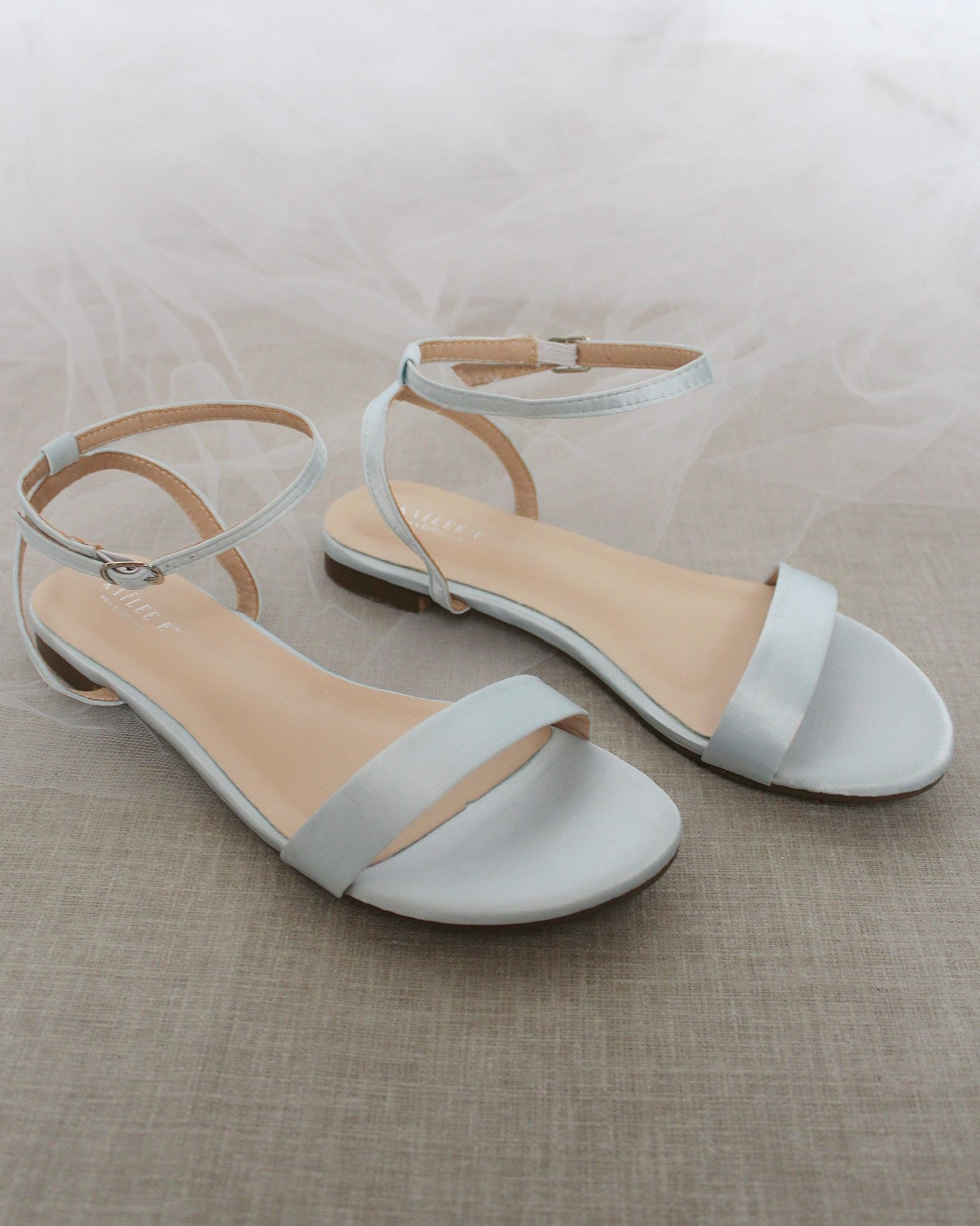 satin light blue shoe