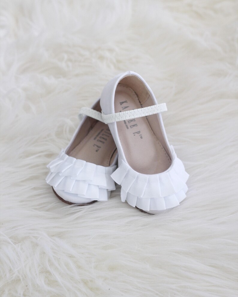 Girls WHITE Satin shoes Maryjane with 