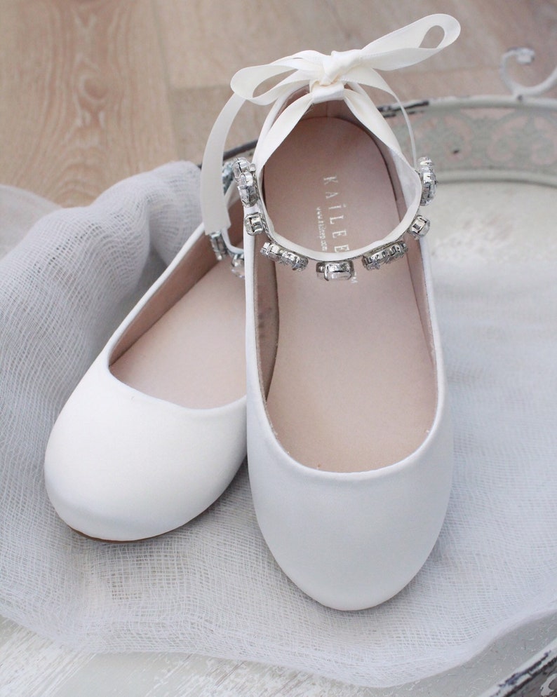 ivory satin flower girl shoes