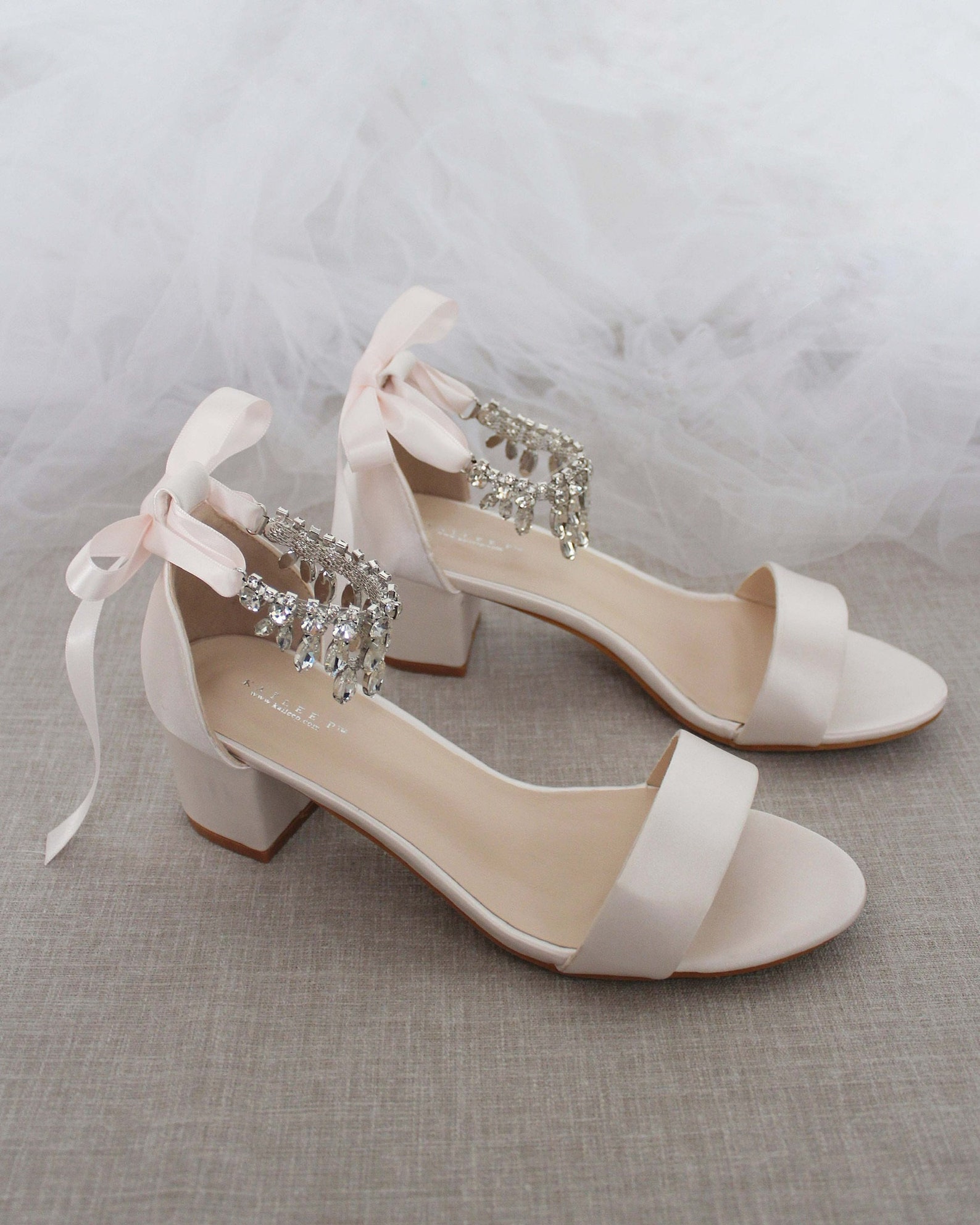 blush low block heel sandals