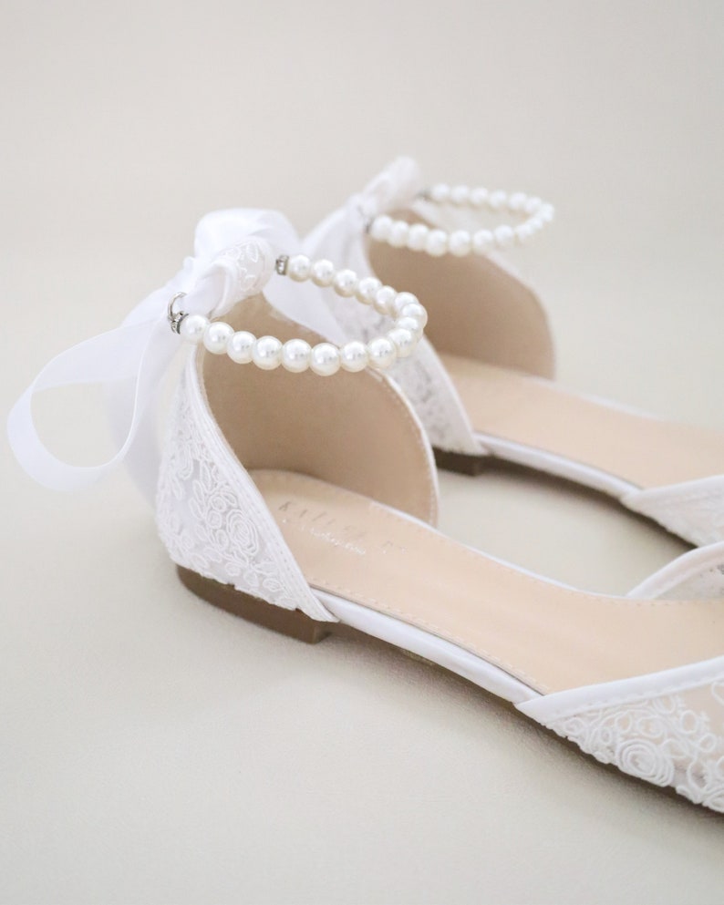 White Crochet Lace Pointy Toe Flats Women Wedding Shoes, Bridesmaid Shoes, Bridal Flats, Wedding Flats, Bridal Lace Shoes, Bride Shoes image 6